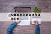 股票杠杆怎么申请在证券公司