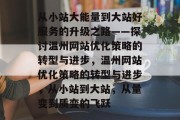 从小站大能量到大站好服务的升级之路——探讨温州网站优化策略的转型与进步，温州网站优化策略的转型与进步，从小站到大站，从量变到质变的飞跃