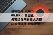 启明医疗-B(02500.HK)：集团业务营运在所有重大方面均如常进行 继续停牌