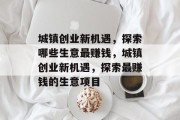 城镇创业新机遇，探索哪些生意最赚钱，城镇创业新机遇，探索最赚钱的生意项目