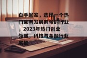 白手起家，选择一个热门且有发展前景的行业，2023年热门创业领域，科技与金融行业展望