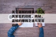 关于盗贼的赚钱方式及其背后的动机,揭秘,盗贼的赚钱之道与背后动机 关于盗贼的赚钱方式及其背后的动机,揭秘,盗贼的赚钱之道与背后动机