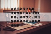 网站排名优化方案——提升品牌形象与流量的利器，网络优化，提升品牌知名度和流量的关键策略