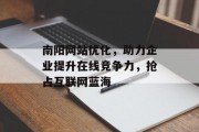 南阳网站优化，助力企业提升在线竞争力，抢占互联网蓝海