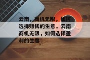 云南，商机无限，如何选择赚钱的生意，云南商机无限，如何选择盈利的生意