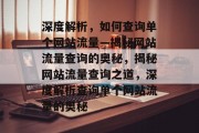 深度解析，如何查询单个网站流量—揭秘网站流量查询的奥秘，揭秘网站流量查询之道，深度解析查询单个网站流量的奥秘
