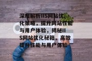 深度解析IIS网站优化策略，提升网站性能与用户体验，揭秘IIS网站优化秘籍，高效提升性能与用户体验