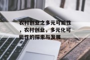 农村创业之多元可能性,农村创业,多元化可能性的探索与发展