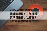 2022年适合做哪些赚钱的项目？，年度投资项目推荐，让你在2022年实现财富增长