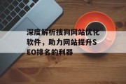 深度解析搜狗网站优化软件，助力网站提升SEO排名的利器