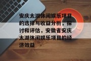 安庆太湖休闲娱乐项目的选择与收益分析,探讨和评估,安徽省安庆太湖休闲娱乐项目的经济效益 安庆太湖休闲娱乐项目的选择与收益分析,探讨和评估,安徽省安庆太湖休闲娱乐项目的经济效益