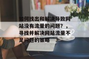 如何找出和解决导致网站没有流量的问题？，寻找并解决网站流量不足问题的策略