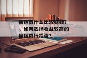 县区做什么比较赚钱？，如何选择收益较高的县区进行投资?