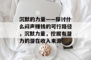 沉默的力量——探讨什么闷声赚钱的可行路径，沉默力量，挖掘有潜力的潜在收入来源