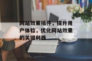 网站效果插件，提升用户体验，优化网站效果的关键利器