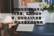 如何轻松实现网站月入5万流量，实战经验分享，轻松月入5万流量，网站流量实战攻略揭秘