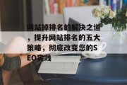 网站掉排名的解决之道，提升网站排名的五大策略，彻底改变您的SEO实践