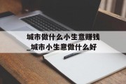 城市做什么小生意赚钱_城市小生意做什么好