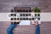 深入解析网站推广优化教程，深度解析，全面解读和实践网站推广优化策略