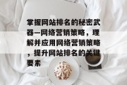 掌握网站排名的秘密武器—网络营销策略，理解并应用网络营销策略，提升网站排名的关键要素