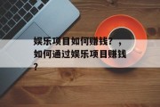 娱乐项目如何赚钱？，如何通过娱乐项目赚钱？