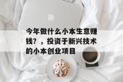 今年做什么小本生意赚钱？，投资于新兴技术的小本创业项目