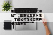 别墅做哪些生意可以赚钱？，别墅租金收入法，了解如何在投资房产中获取利润