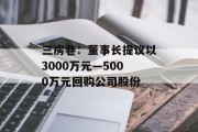 三房巷：董事长提议以3000万元—5000万元回购公司股份