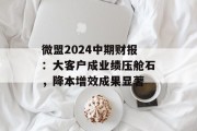微盟2024中期财报：大客户成业绩压舱石，降本增效成果显著