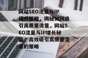 网站SEO流量与IP提升策略，揭秘如何吸引高质量流量，网站SEO流量与IP增长秘籍，高效吸引高质量流量的策略
