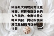 揭秘几大购物网站流量秘籍，解析电商巨头的人气指数，电商流量攻略大揭秘，揭秘购物网站流量秘籍与巨头人气指数