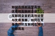 如何选择和运营高效、优质的互联网企业？，互联网企业的高效运营与优质发展，如何在竞争激烈的互联网市场中脱颖而出