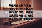 草根网站如何有效推广流量，揭秘低成本高回报的推广策略，草根网站流量提升秘籍，低成本高回报推广策略全解析
