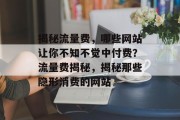 揭秘流量费，哪些网站让你不知不觉中付费？流量费揭秘，揭秘那些隐形消费的网站