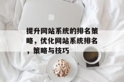 提升网站系统的排名策略，优化网站系统排名，策略与技巧