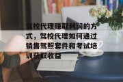 驾校代理赚取利润的方式，驾校代理如何通过销售驾照套件和考试培训获取收益