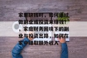 家里缺钱时，如何通过做副业或投资来赚钱？，家庭财务困境下的副业与投资出路，如何在家中赚取额外收入