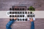 泰国商机无限,探索在泰国赚钱的生意之道,泰国商机探索,赚钱的生意之道在泰国 泰国商机无限,探索在泰国赚钱的生意之道,泰国商机探索,赚钱的生意之道在泰国