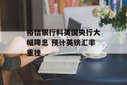 裕信银行料英国央行大幅降息 预计英镑汇率重挫