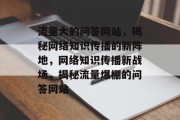 流量大的问答网站，揭秘网络知识传播的新阵地，网络知识传播新战场，揭秘流量爆棚的问答网站