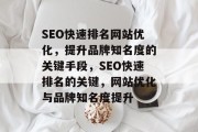 SEO快速排名网站优化，提升品牌知名度的关键手段，SEO快速排名的关键，网站优化与品牌知名度提升
