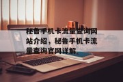 秘鲁手机卡流量查询网站介绍，秘鲁手机卡流量查询官网详解