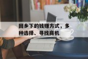 回乡下的钱赚方式，多种选择、寻找商机