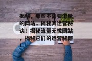 揭秘，那些不需要流量的网站，揭秘其运营秘诀！揭秘流量无忧网站，揭秘它们的运营秘籍！