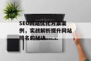SEO网站优化方案案例，实战解析提升网站排名的秘诀