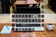 下乡做什么好赚钱?农民为何愿意成为村里人都走的志愿者?,中国农民为何愿意成为志愿服务者,一次对城乡志愿者行为的探讨 下乡做什么好赚钱?农民为何愿意成为村里人都走的志愿者?,中国农民为何愿意成为志愿服务者,一次对城乡志愿者行为的探讨
