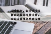 深度解析，如何通过优化网站获得海量流量，网站流量优化策略深度揭秘