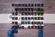 揭秘刷网站流量卡联通，如何低成本提升网站流量，实现网络营销新突破，低成本网络营销攻略，揭秘联通刷网站流量秘籍，实现流量新突破