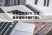 中概指数涨1% 三倍做多富时中国ET涨1.6%