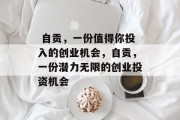  自贡，一份值得你投入的创业机会，自贡，一份潜力无限的创业投资机会